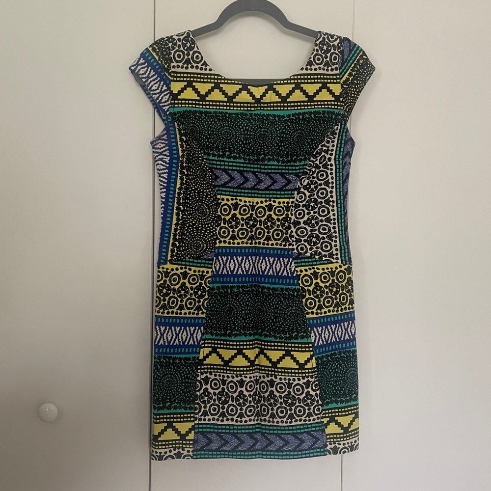 Tracy Reese Yellow and Blue Sheath Mini Dress | 2
